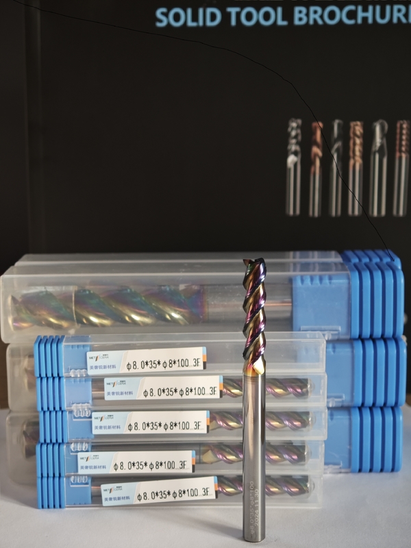 MAE PLUS Langflöten-Karbid-Endmühle zur Verarbeitung von Nichteisenmetallen 8 mm Durchmesser HRC55-60 Härte