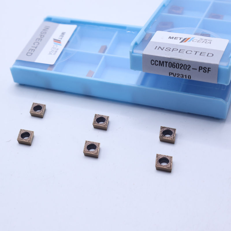 CCMT060202 PVD-beschichtete CNC-Drehmaschine mit indexbarem Cermet-Drehinsatz für den Halbwerksplitter für die Bearbeitung von Stahl und Niedriglegierungen