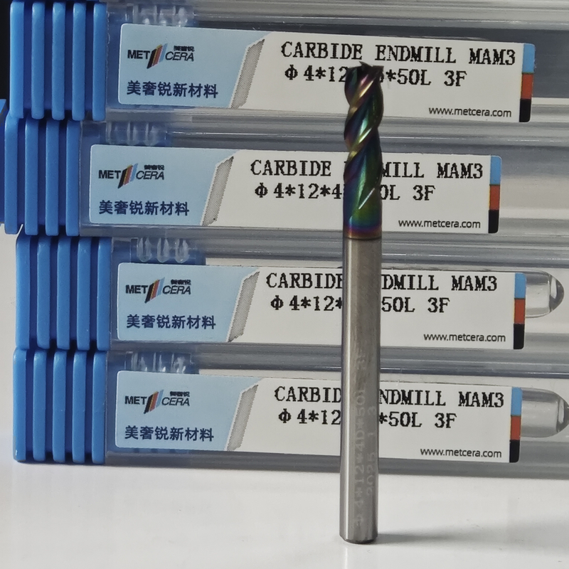 Massivkarbid MAE PLUS 3 Flöten Endmühle 4 mm Φ4x12x4Dx50 mm für die Bearbeitung von Nichteisenmetallen