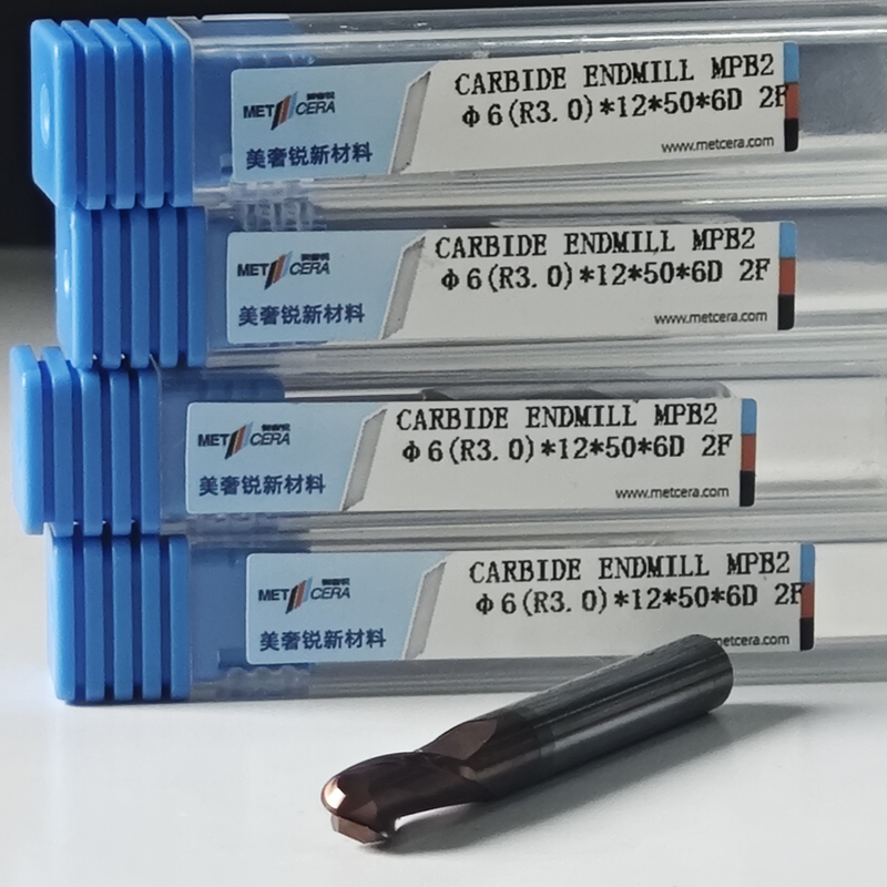 MPB2 Massivkarbid Kugel Nase End Mühle 2 Flöten HRC55-HRC60 R0.5-10 6mm Φ6.0 R3.0 X12x6Dx50mm AlCr Beschichtung für rechtzeitige Lieferung