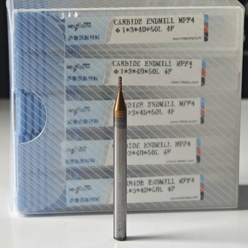 MPF4 Solid Carbide 4 Flöten Flat End Mill 1mm zum Schneiden von Kohlenstoffstahl Φ1x3x4Dx50mm