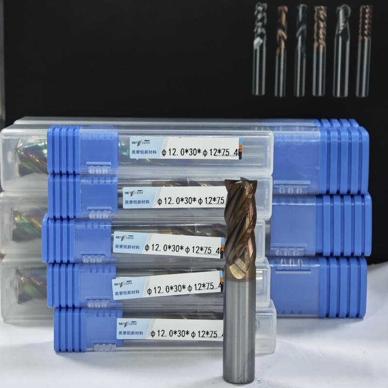 MPE4 Maschinen zum Fräsen von Festmetall 4 Flöten Flachspitze Maschinen zum Fräsen von CNC-Maschinen zum Fräsen AlCr Beschichtung 12 mm Werkstück φ12.0 x 30 x φ12 x 75 mm