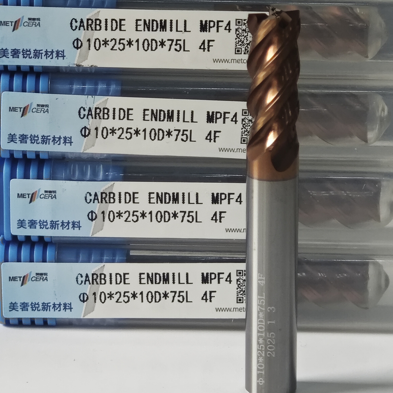 MPF4 Universal 4 Flöten Flat End Mill 10mm Φ10x25x10Dx75mm zum Schneiden von kohlenstoffarmem Stahl mit einer Härte von HRC55-60