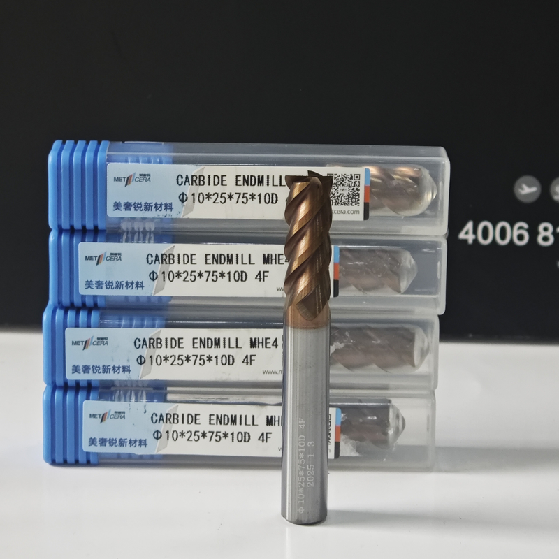 MHE4 TiAlSi-Beschichtung HRC55-60 Hochhärte-Vierkantige Flachfräsmaschine 10mm, φ10.0x25x10Dx75mm