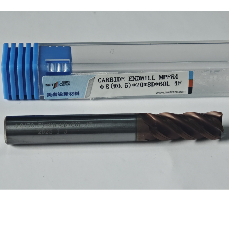 MPFR4 AlCr Beschichtung Universal Schnitt Endmühlen Rohverarbeitung 4 Flöten Runde Nase Mühle 8mm Φ8 R0.5 x20x8Dx60mm